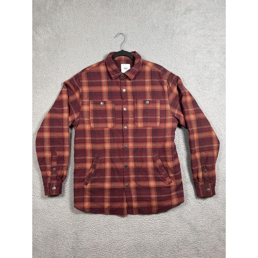 Katin Jacket Mens Large Red Plaid Sherpa‎ Lined Shirt Jacket 100% Cotton